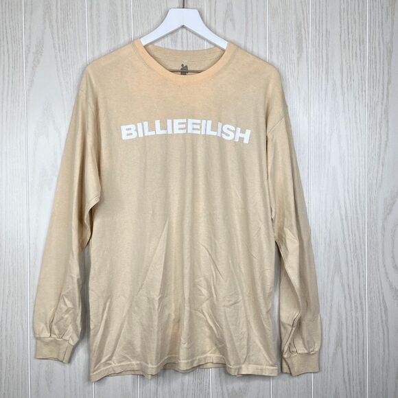 Billie Eilish Tops - Billie Eilish Dont Smile At Me Long Sleeve Tee Tan Womens Size Large